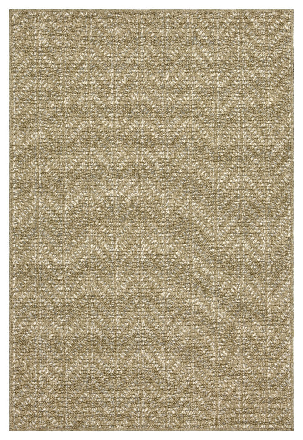 Beige textured area rug with a herringbone pattern