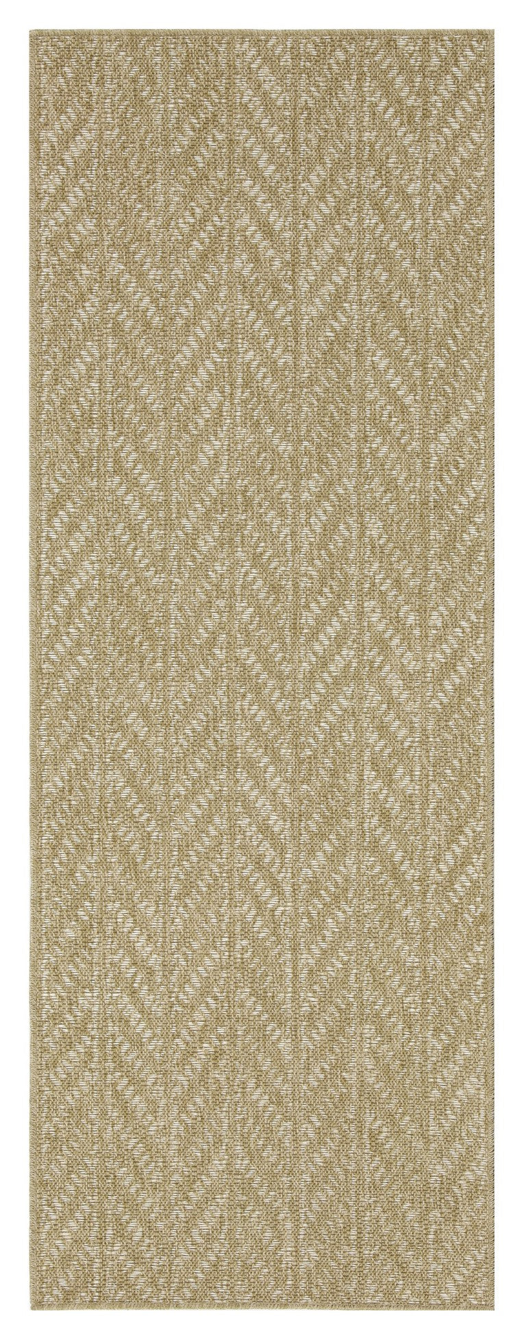 Beige woven rug with a subtle herringbone pattern perfect for adding texture