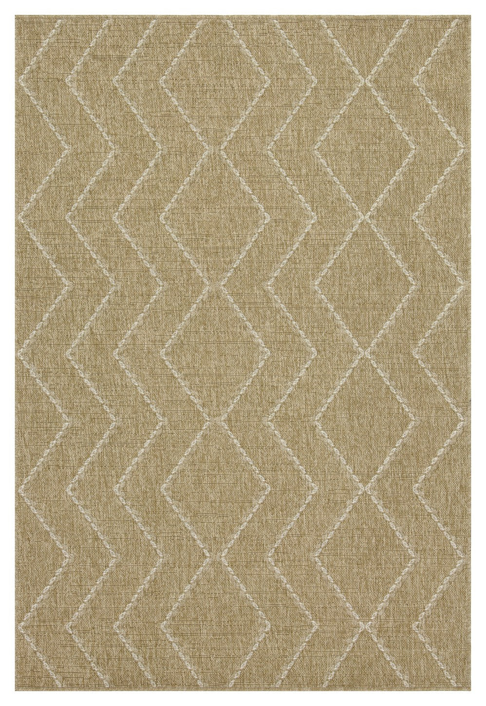 Brown diamond pattern outdoor rug with woven texture