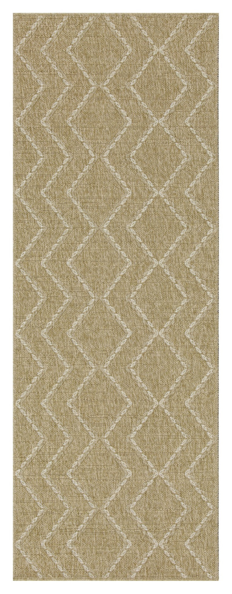 Tan diamond pattern indooroutdoor area rug with braided texture