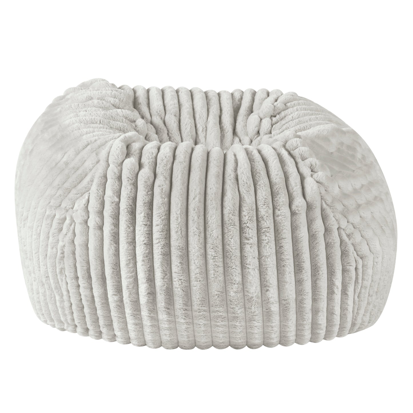 Plush corduroy bean bag chair in light gray soft and comfortable for living rooms
