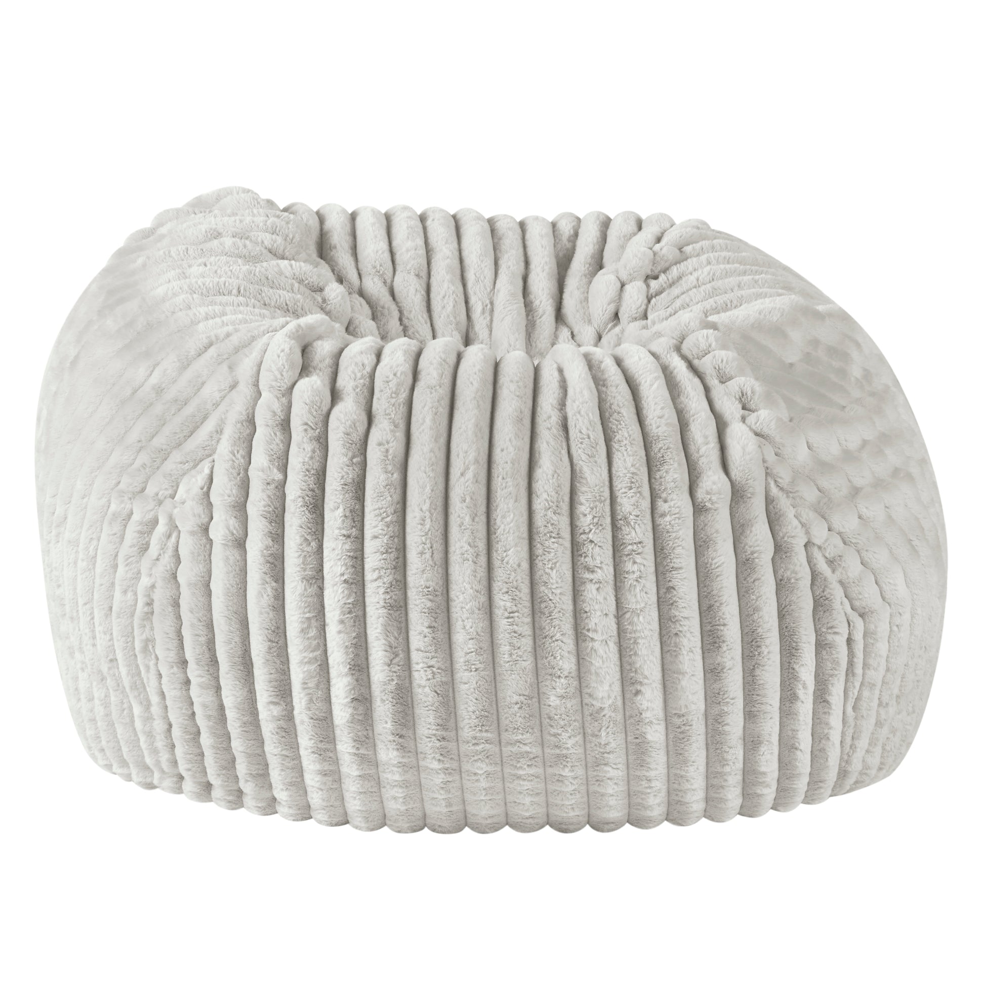 Plush corduroy bean bag chair in light gray soft and comfortable for living rooms