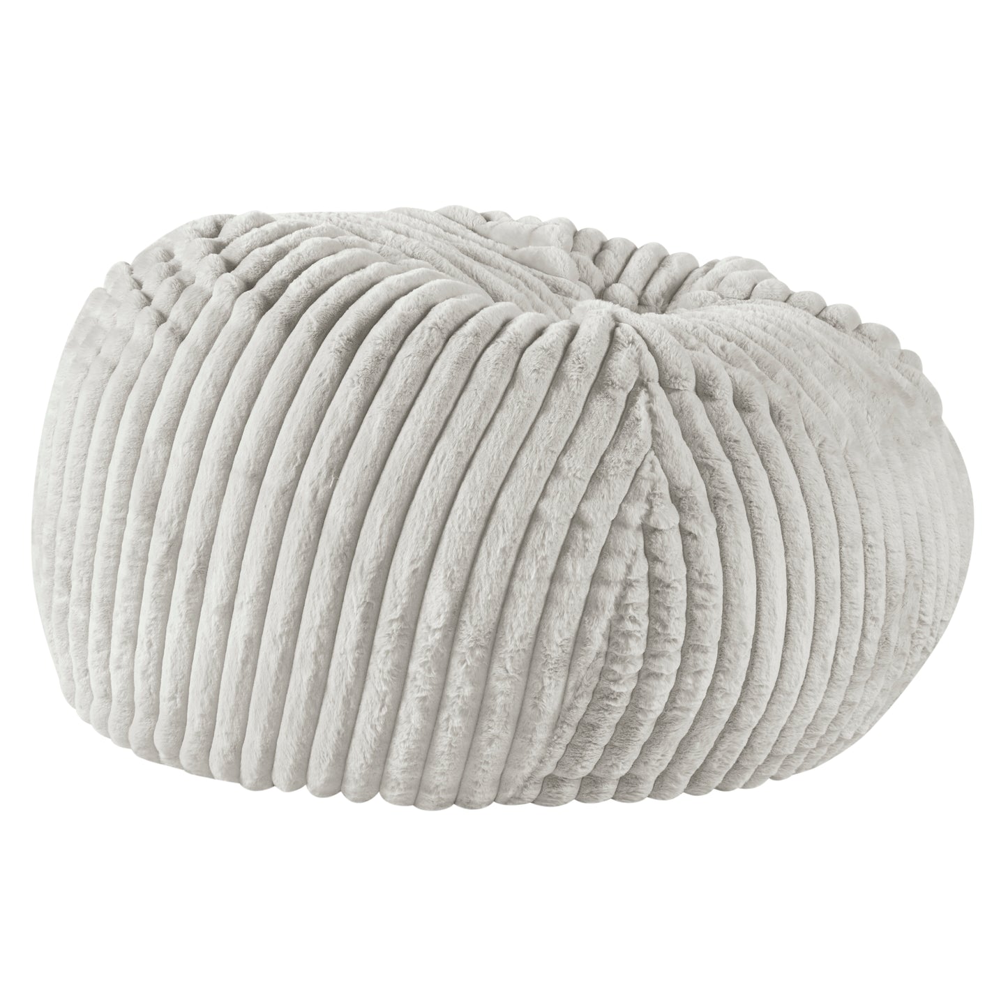 Plush corduroy bean bag chair in soft grey perfect for relaxation