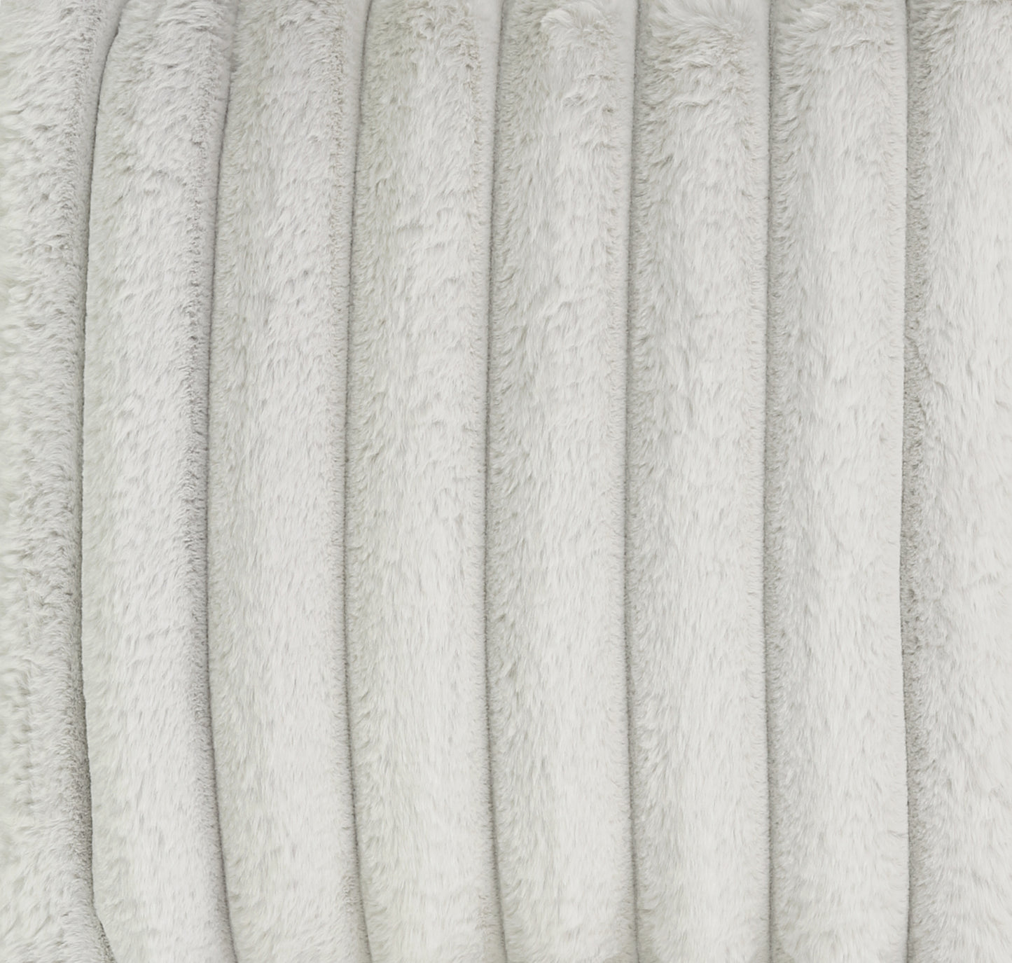 Textured grey faux fur fabric with vertical ribbed paneling ideal for cozy throws