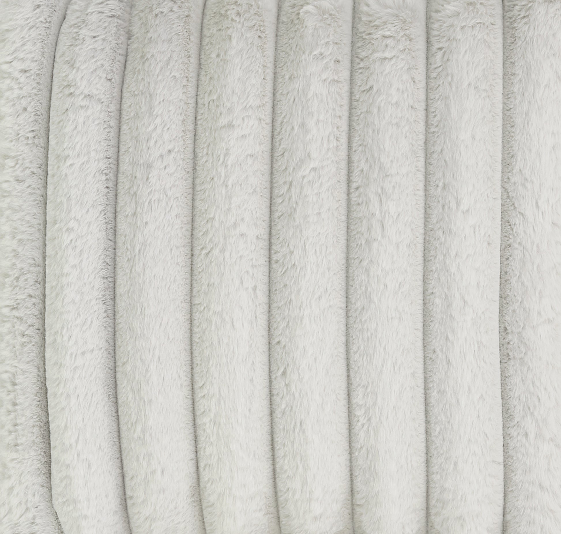Textured grey faux fur fabric with vertical ribbed paneling ideal for cozy throws