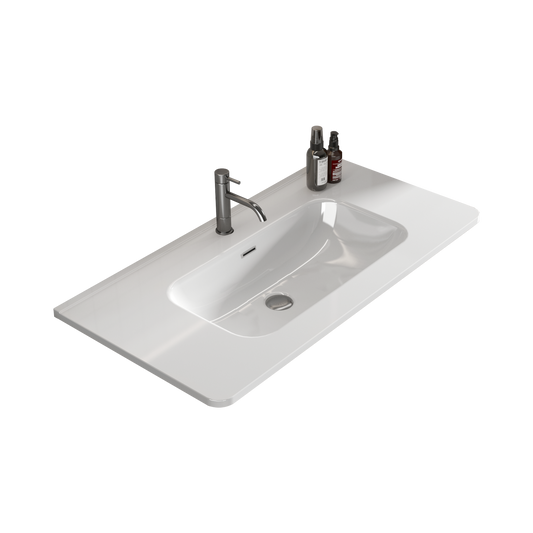 Modern white ceramic vessel sink with a sleek chrome faucet for a stylish bathroom