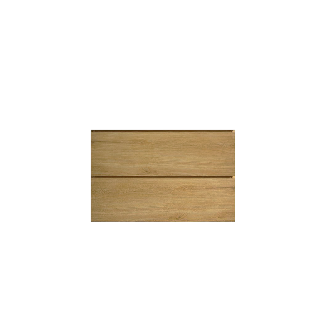 Two natural oak wood drawer fronts with subtle grain patterns