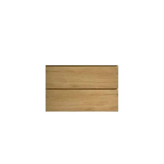 Two natural oak wood drawer fronts with subtle grain patterns