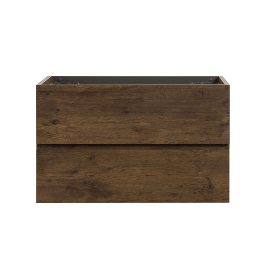 Dark wood grain cabinet drawer front modern design ideal for bathroom storage