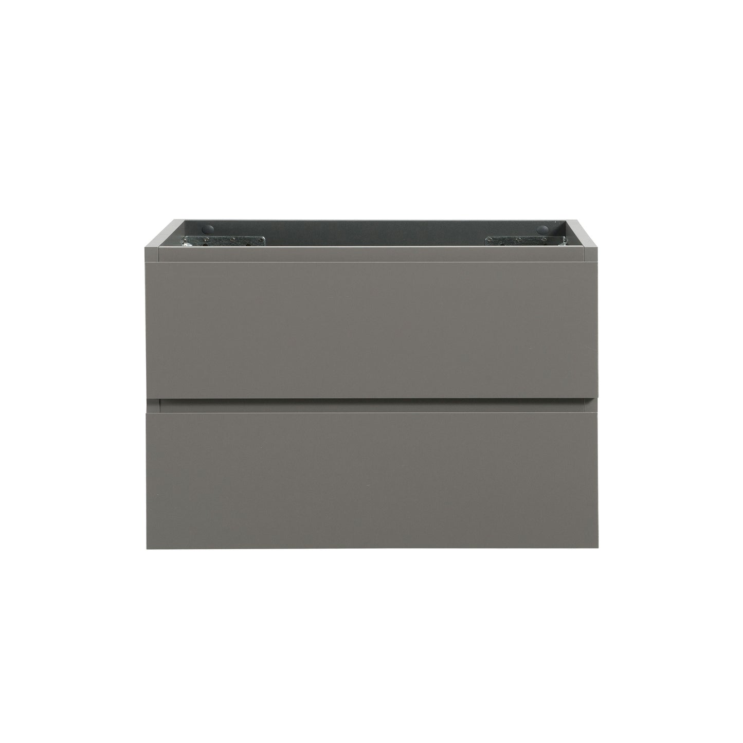 Modern grey bathroom vanity with two deep drawers for ample storage