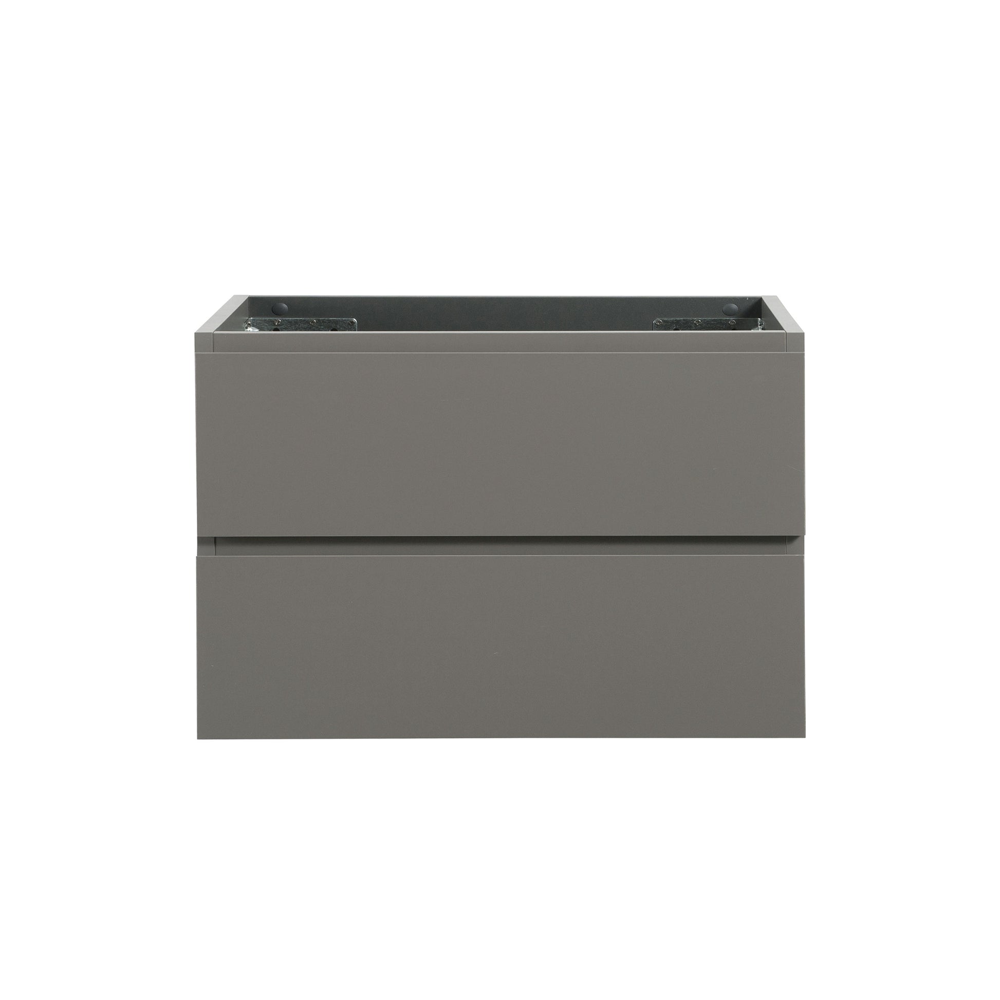 Modern grey bathroom vanity with two deep drawers for ample storage