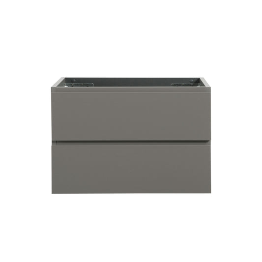Modern grey bathroom vanity with two deep drawers for ample storage