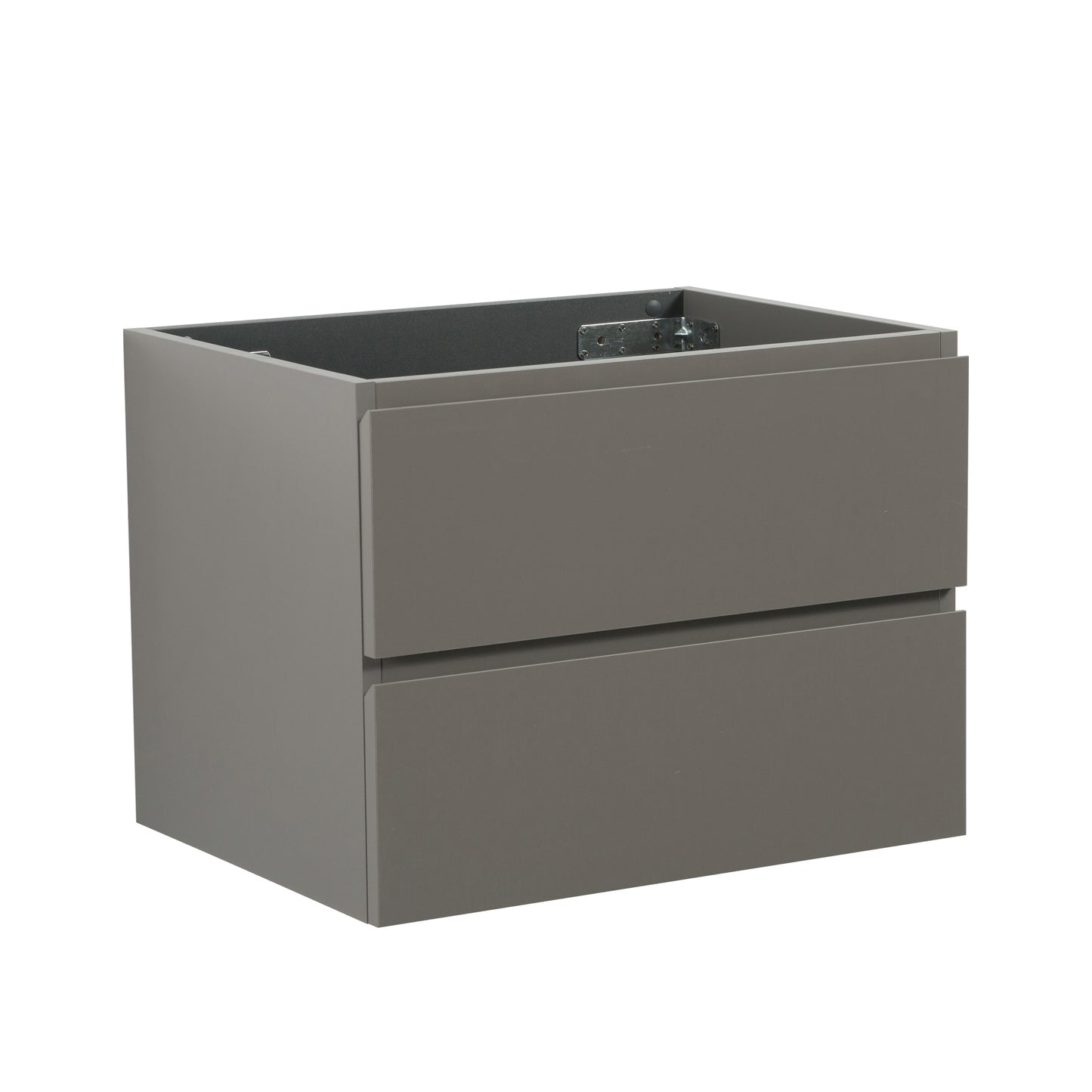 Grey modern vanity drawer unit with two softclose drawers for bathroom storage