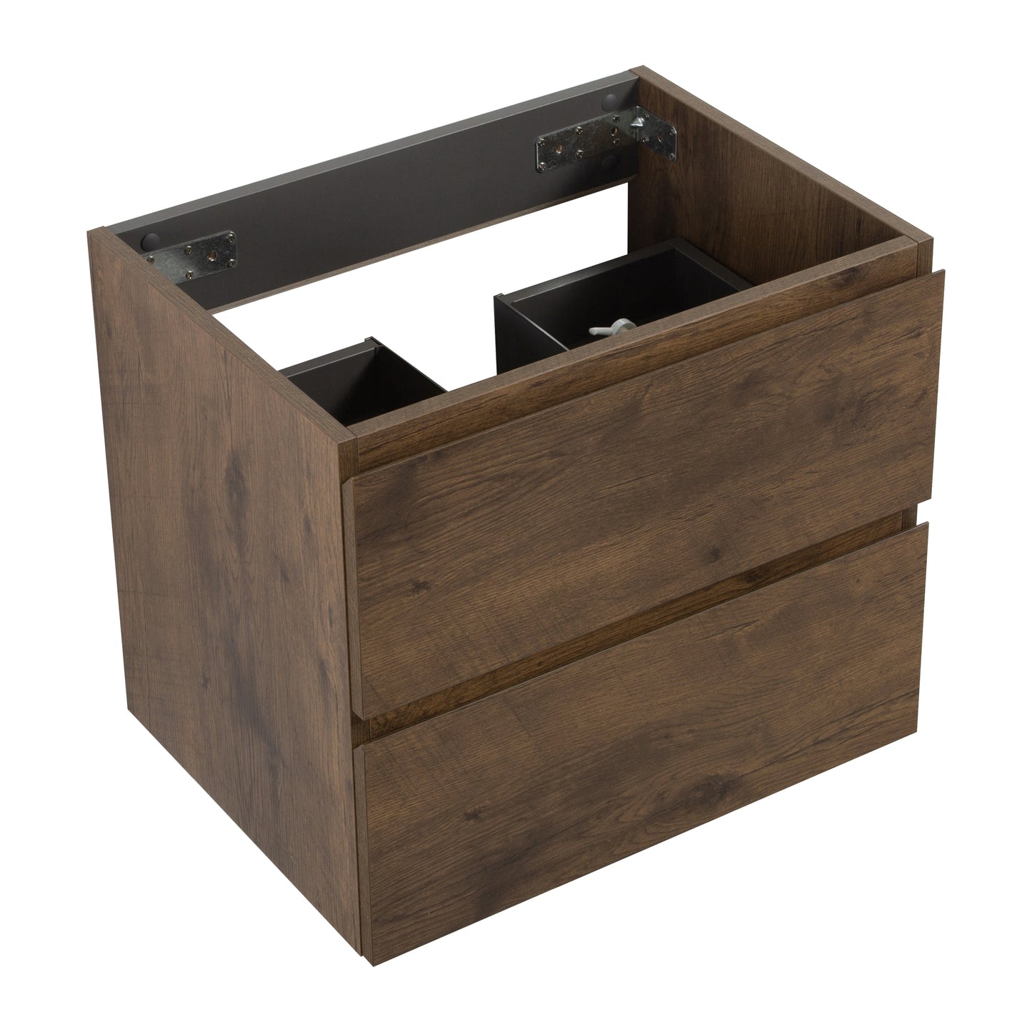 Modern dark wood veneer bathroom vanity cabinet with two drawers