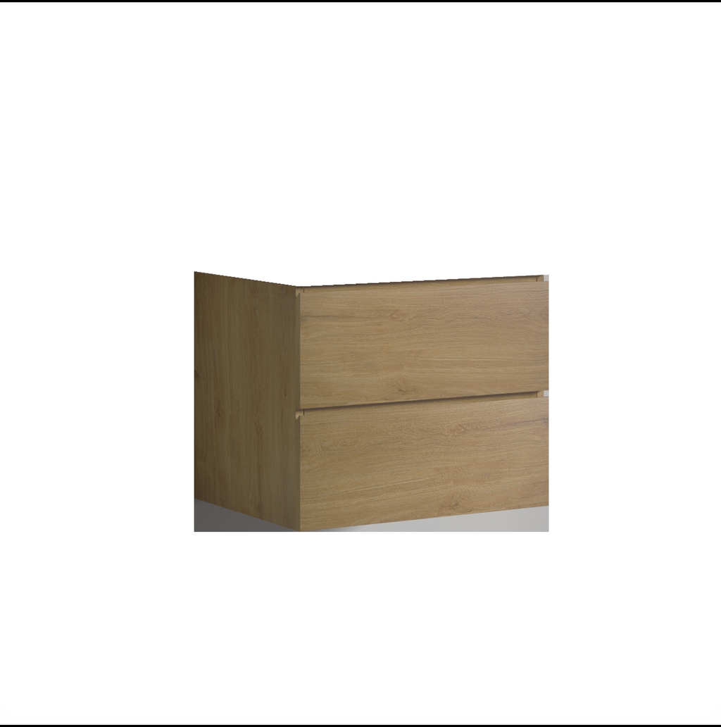 Modern oak double drawer vanity unit with clean lines for bathroom storage