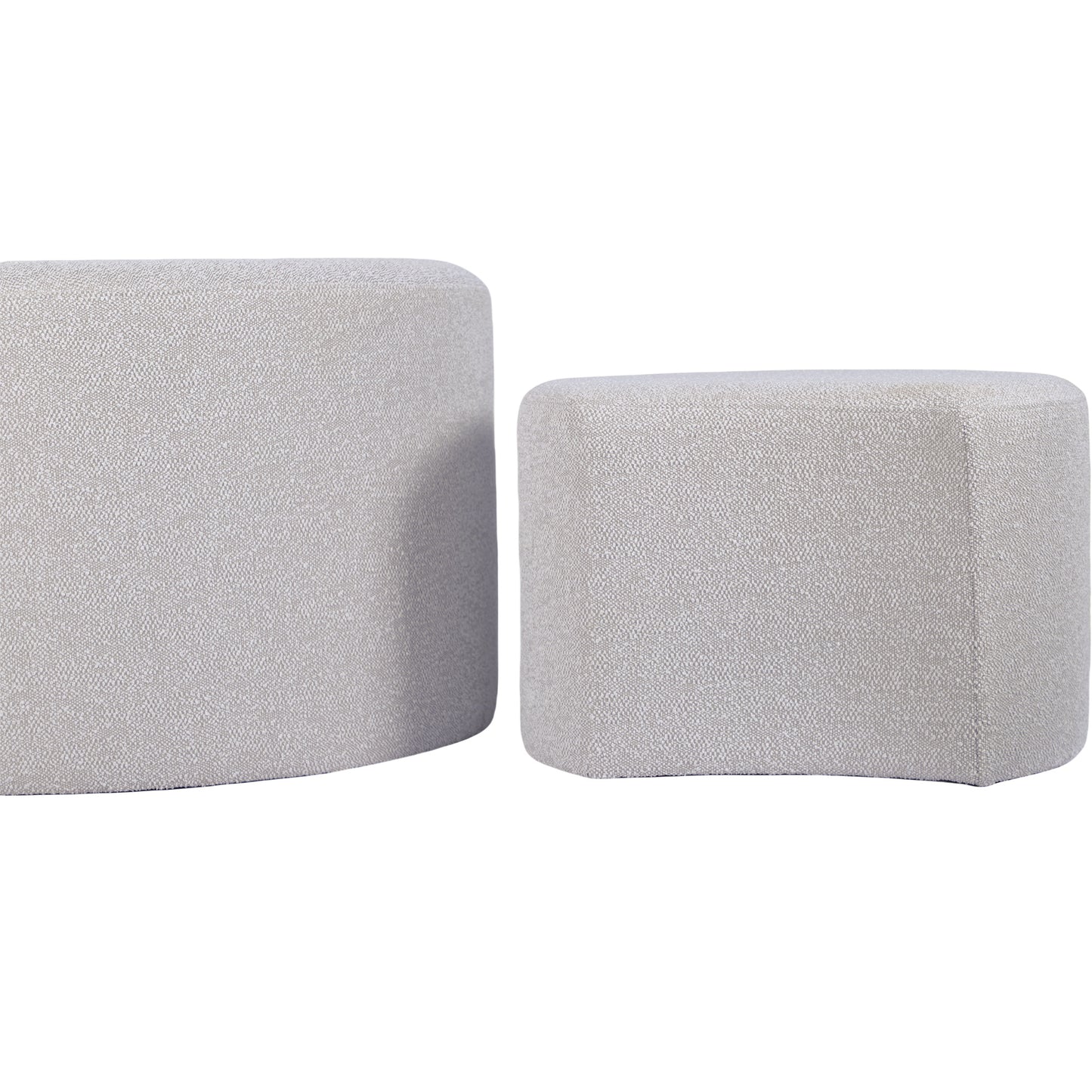 Soft grey textured fabric ottoman perfect for footrest or extra seating