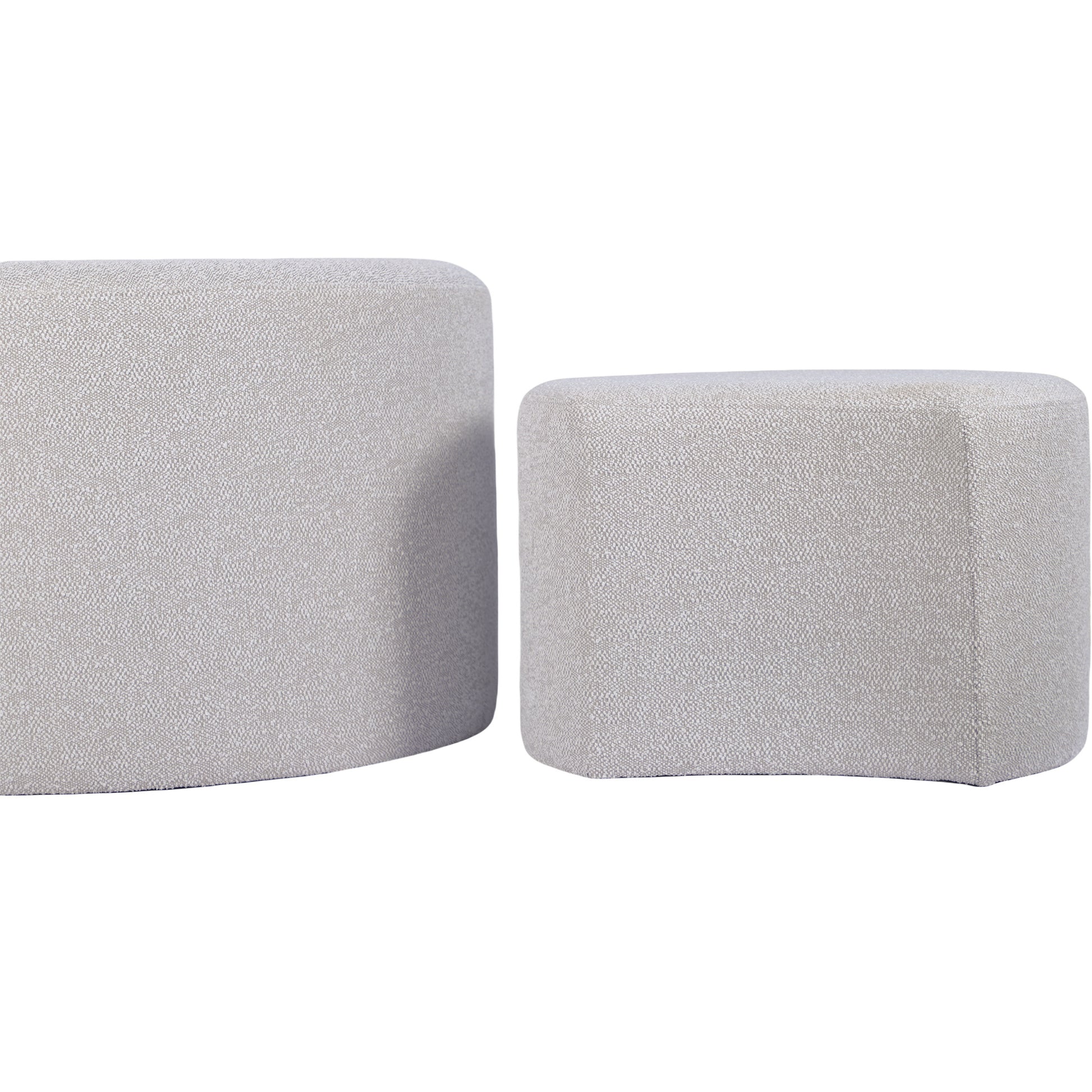 Soft grey textured fabric ottoman perfect for footrest or extra seating