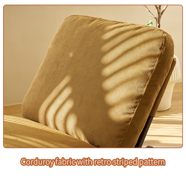 Brown corduroy accent pillow with vertical ridges and natural light casting shadows