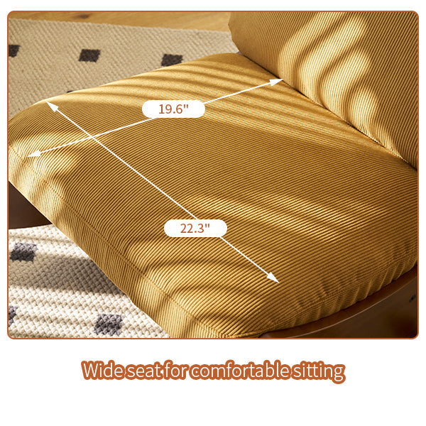 Comfortable mustard corduroy sofa seat x dimensions shown