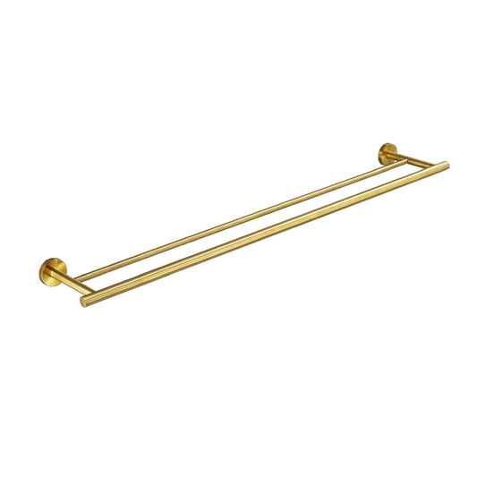 Modern brushed gold double towel bar a stylish bathroom accessory