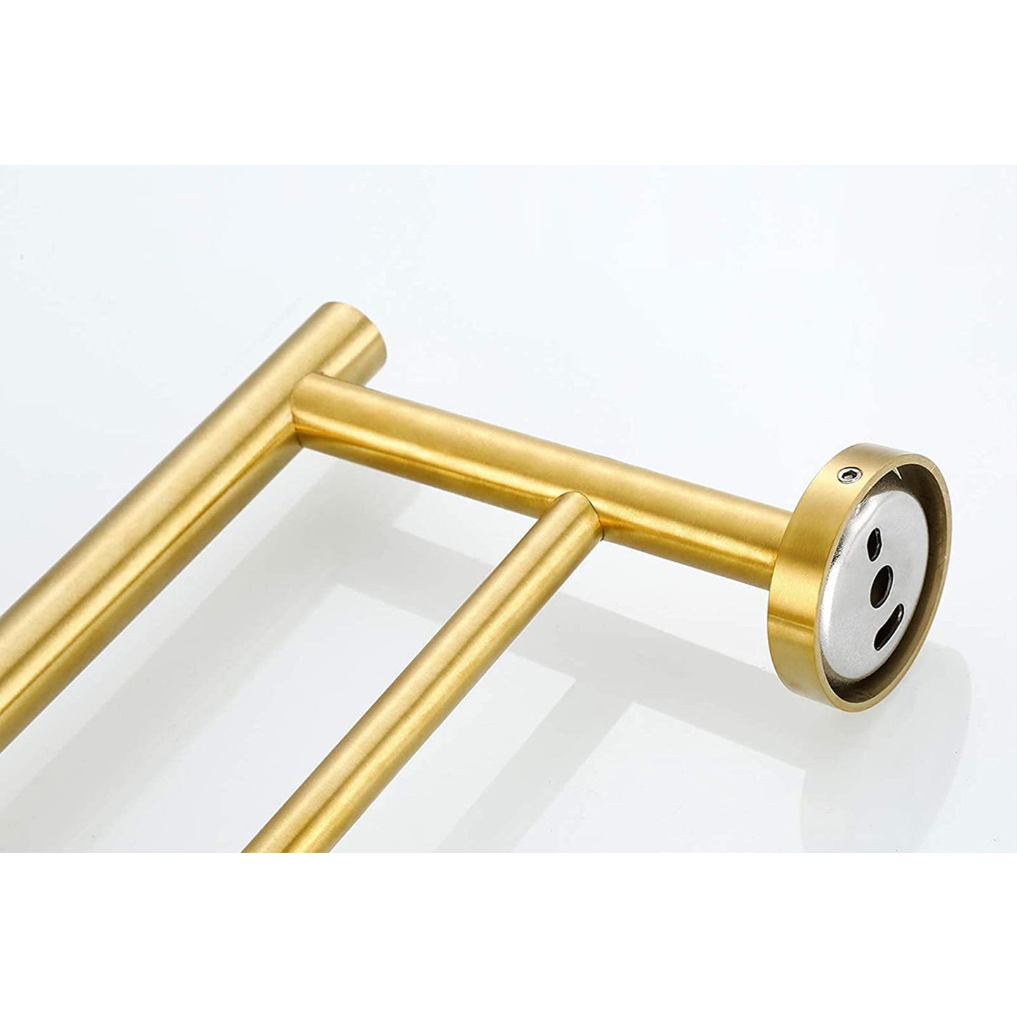 Brushed brass double towel bar with modern design perfect for bathrooms