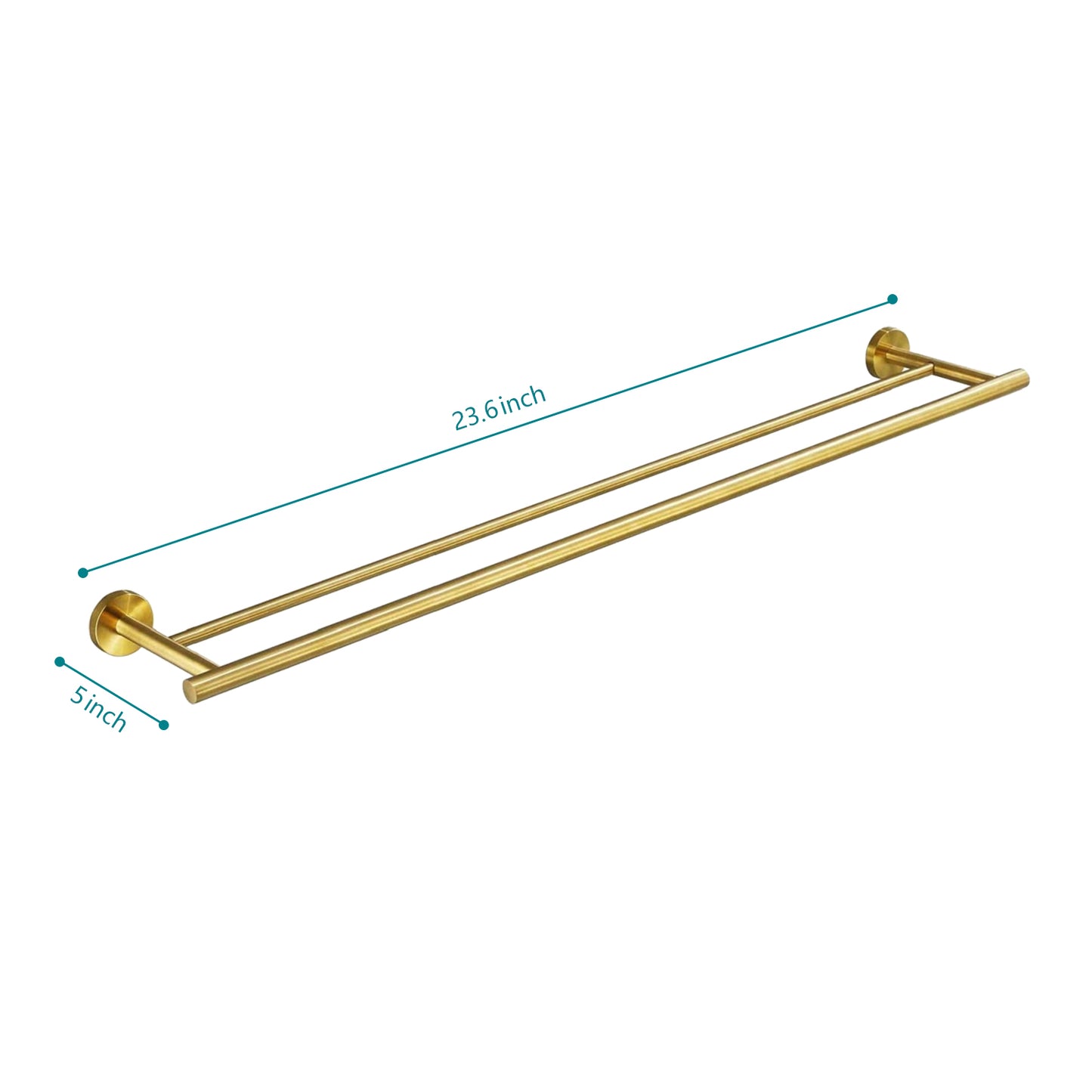 Modern brushed gold double towel bar  inches long for bathroom organization