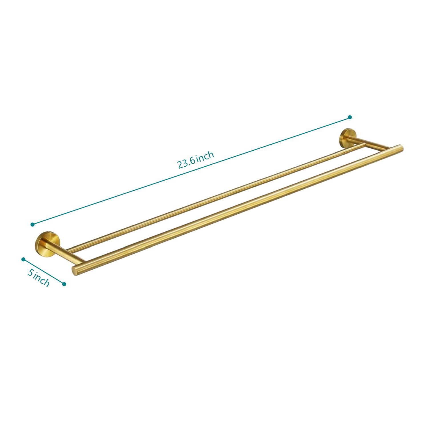 Modern brushed gold double towel bar  inches long for bathroom organization