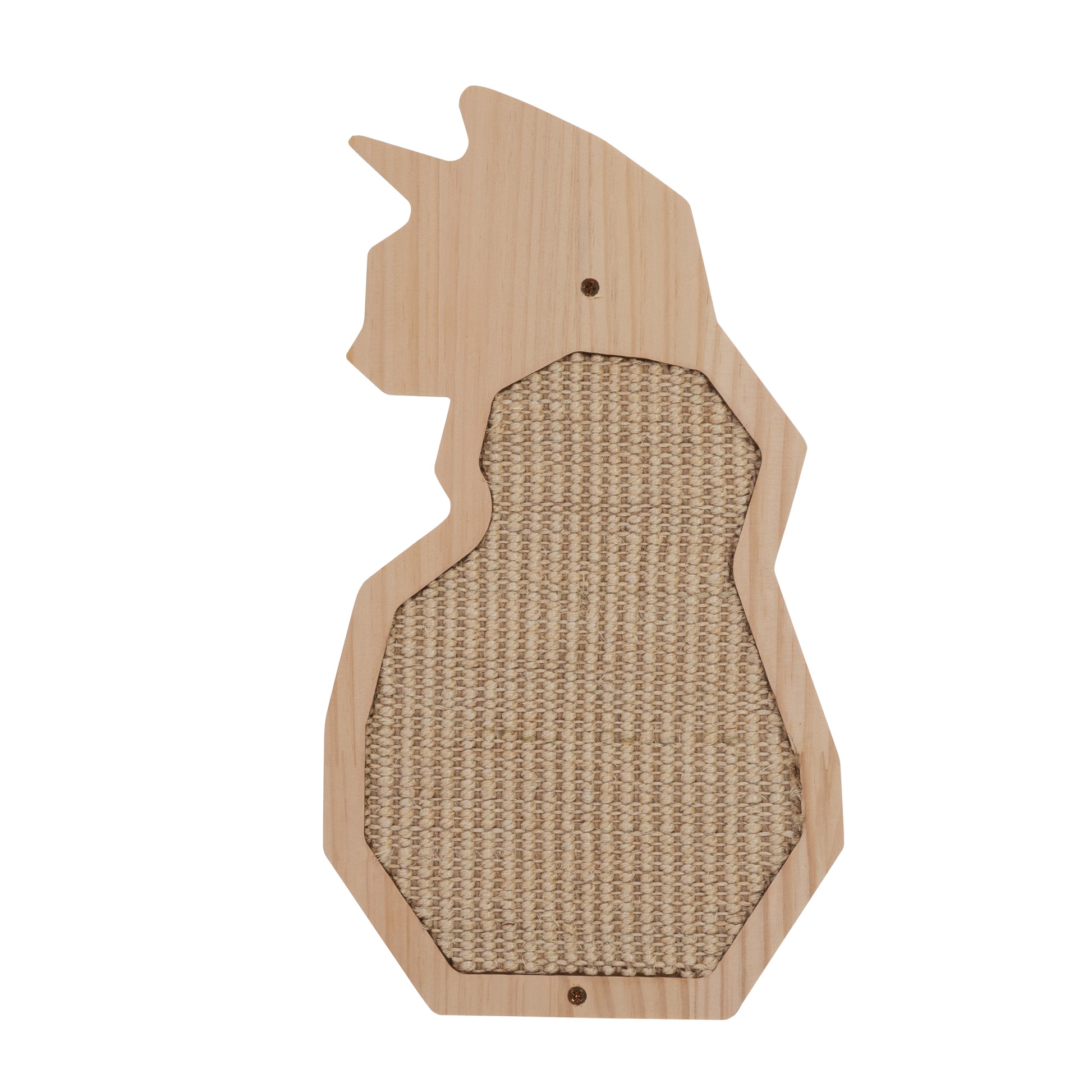 Wooden catshaped cat scratching pad with sisal rope surface