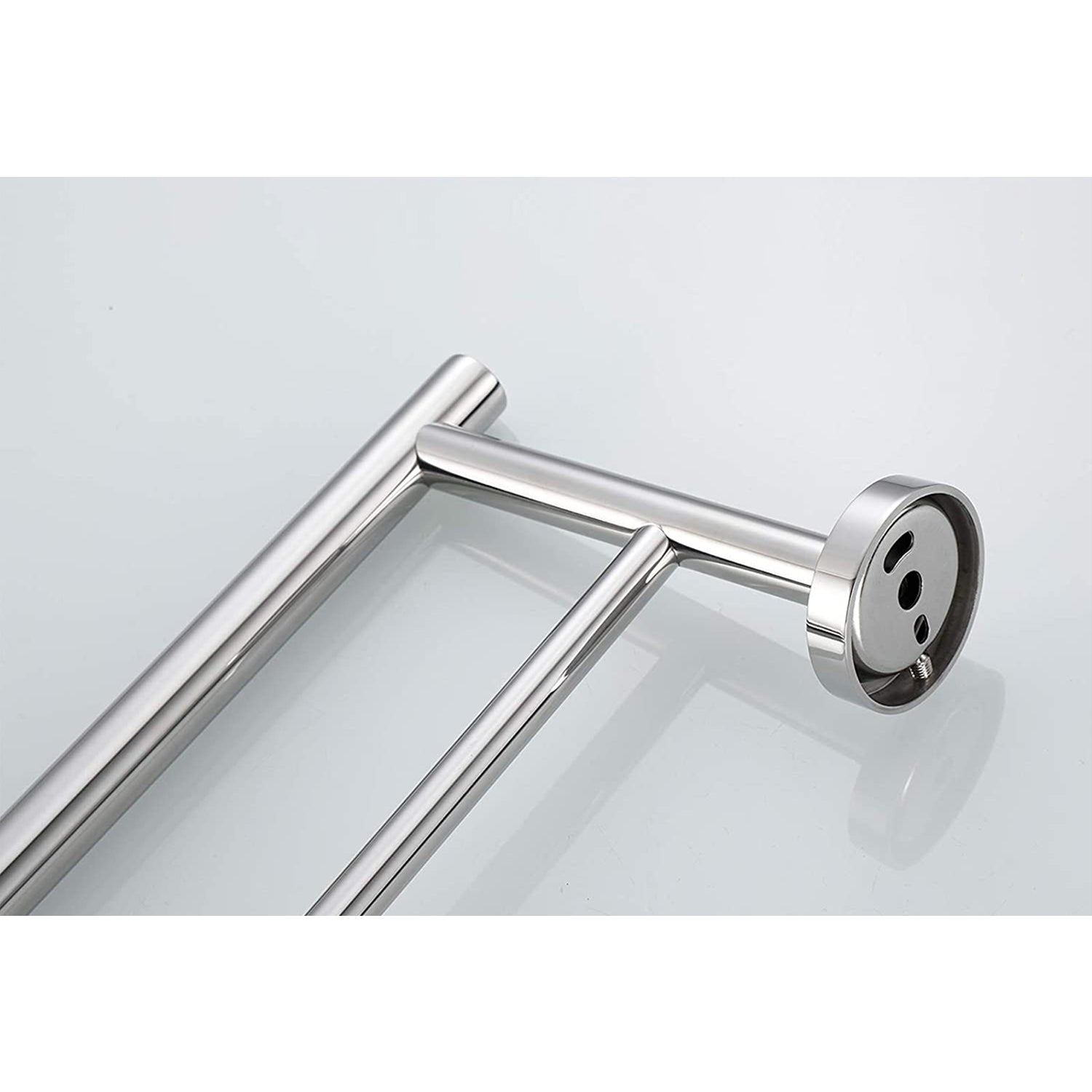 Polished chrome double towel bar with modern minimalist design