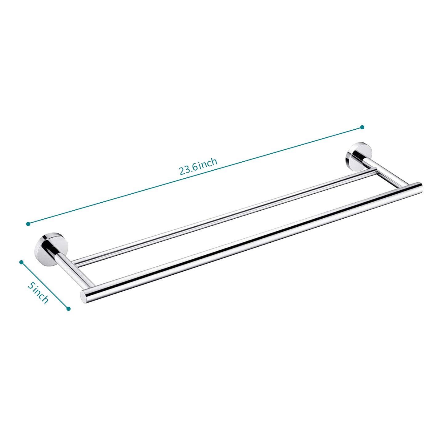 Polished chrome double towel bar  inches long ideal for bathrooms