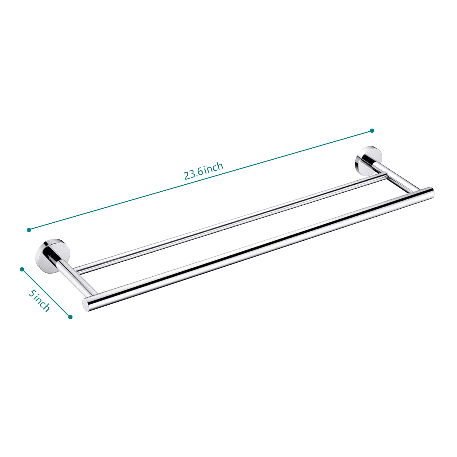 Polished chrome double towel bar  inches long ideal for bathrooms