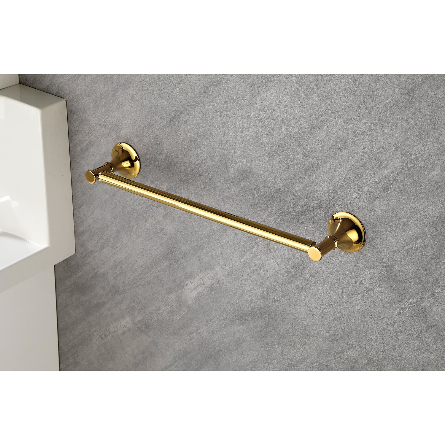 Polished brass wallmounted towel bar with classic design ideal for modern bathrooms