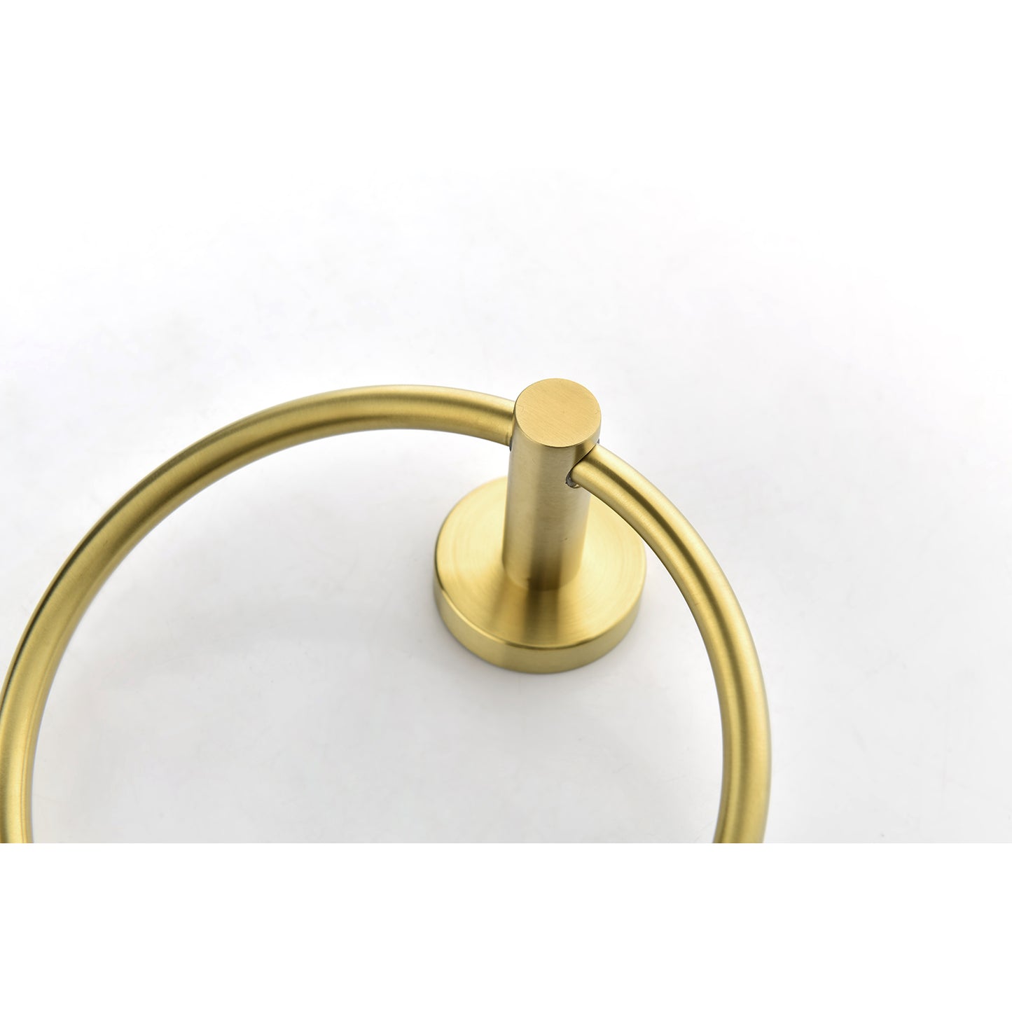 Brass ring towel holder with brushed gold finish for modern bathrooms