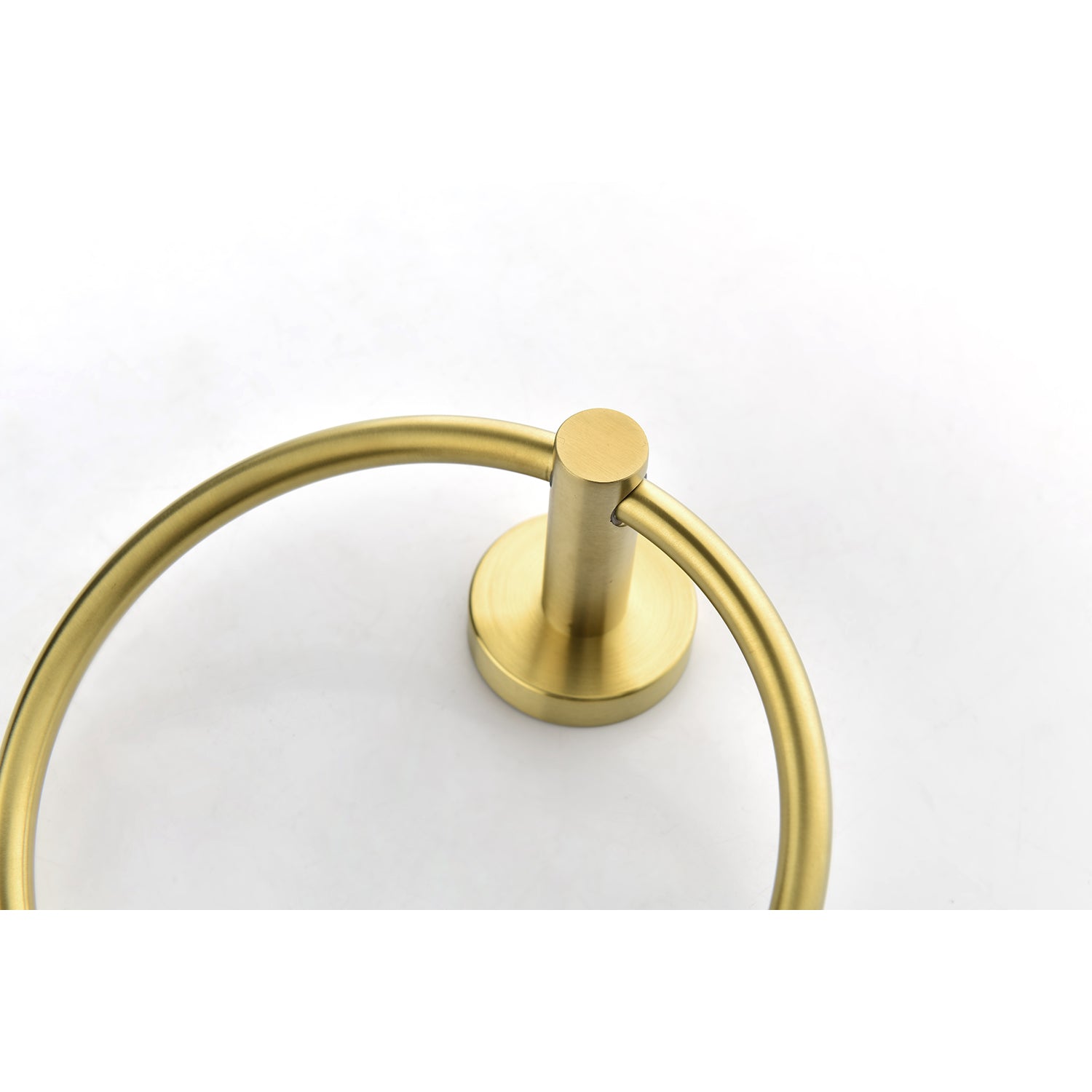 Brass ring towel holder with brushed gold finish for modern bathrooms