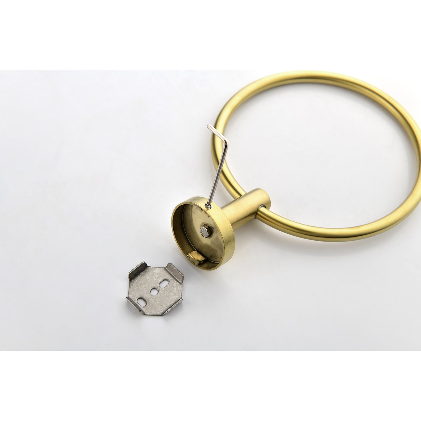 Brushed brass towel ring modern design with allen wrench for installation