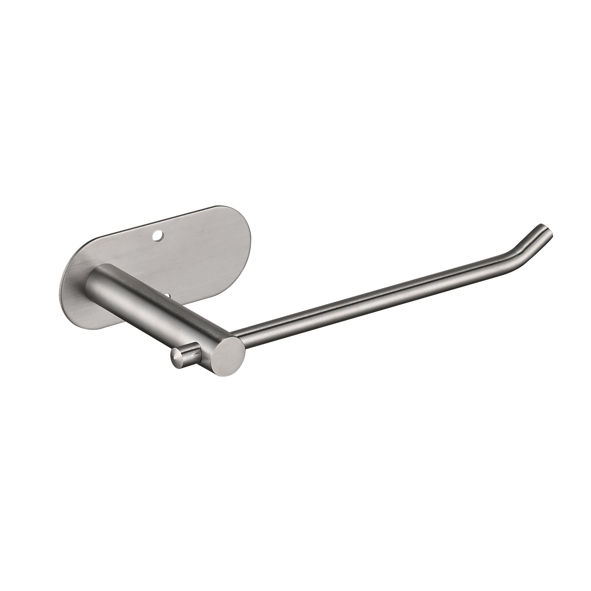 Brushed nickel toilet paper holder with minimalist design and wall mount