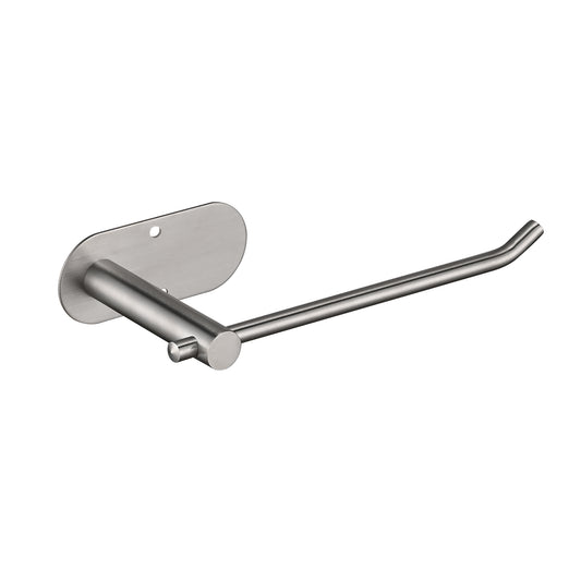 Brushed nickel toilet paper holder with minimalist design and wall mount