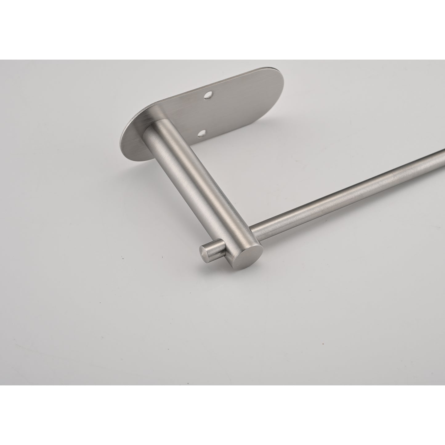 Brushed nickel wallmounted towel bar with a minimalist design