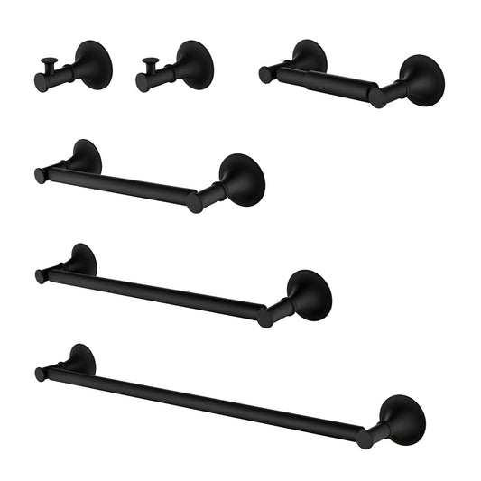 Black modern bathroom towel rack with flared bases