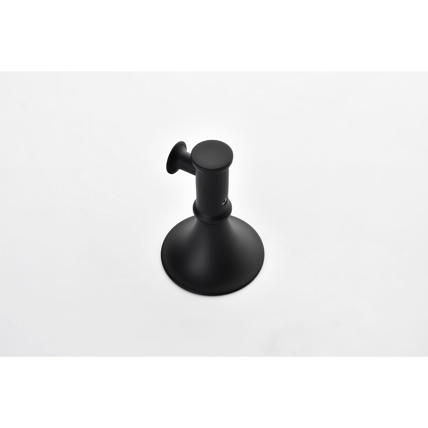 Modern matte black bathroom hook with a circular base and single hook