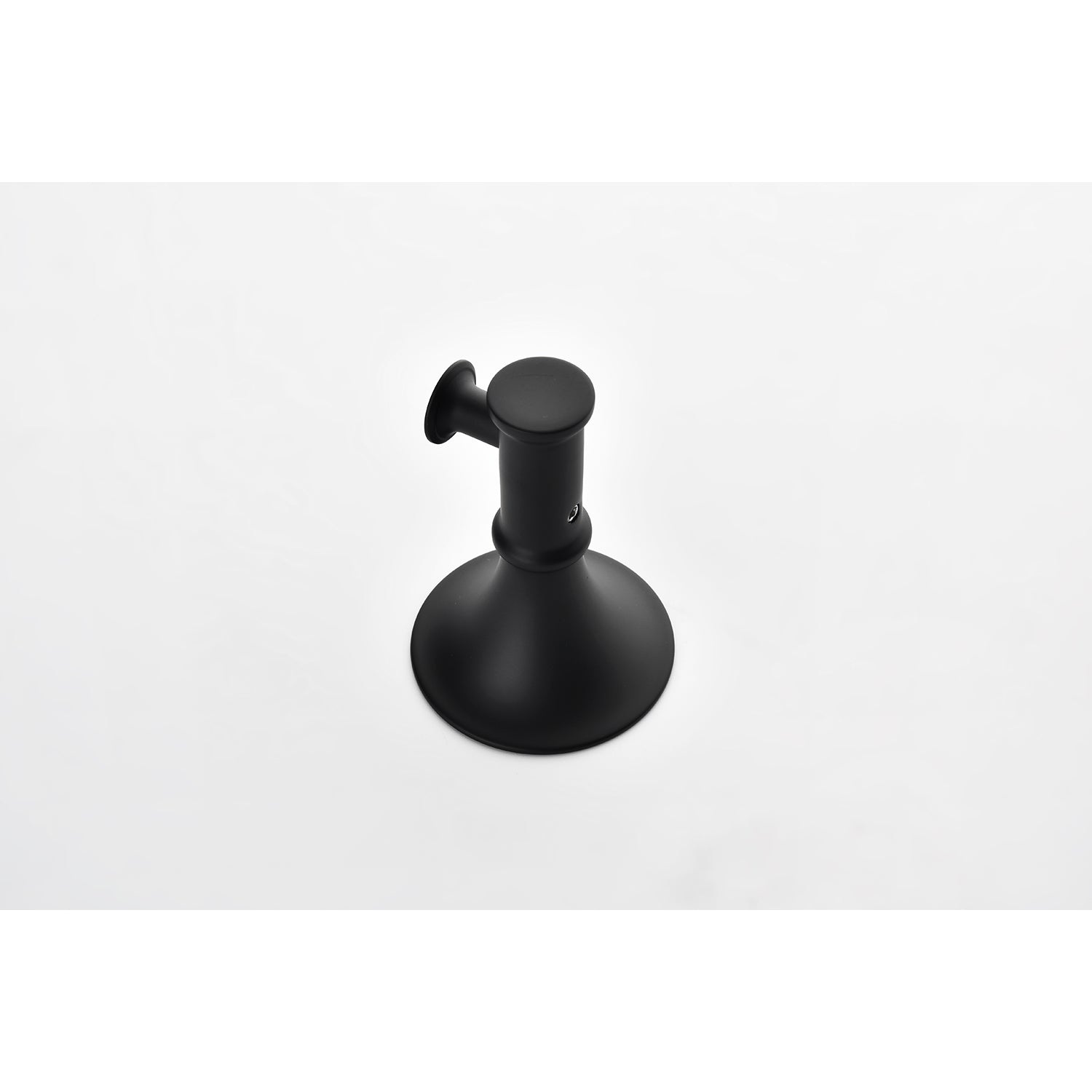 Modern matte black bathroom hook with a circular base and single hook