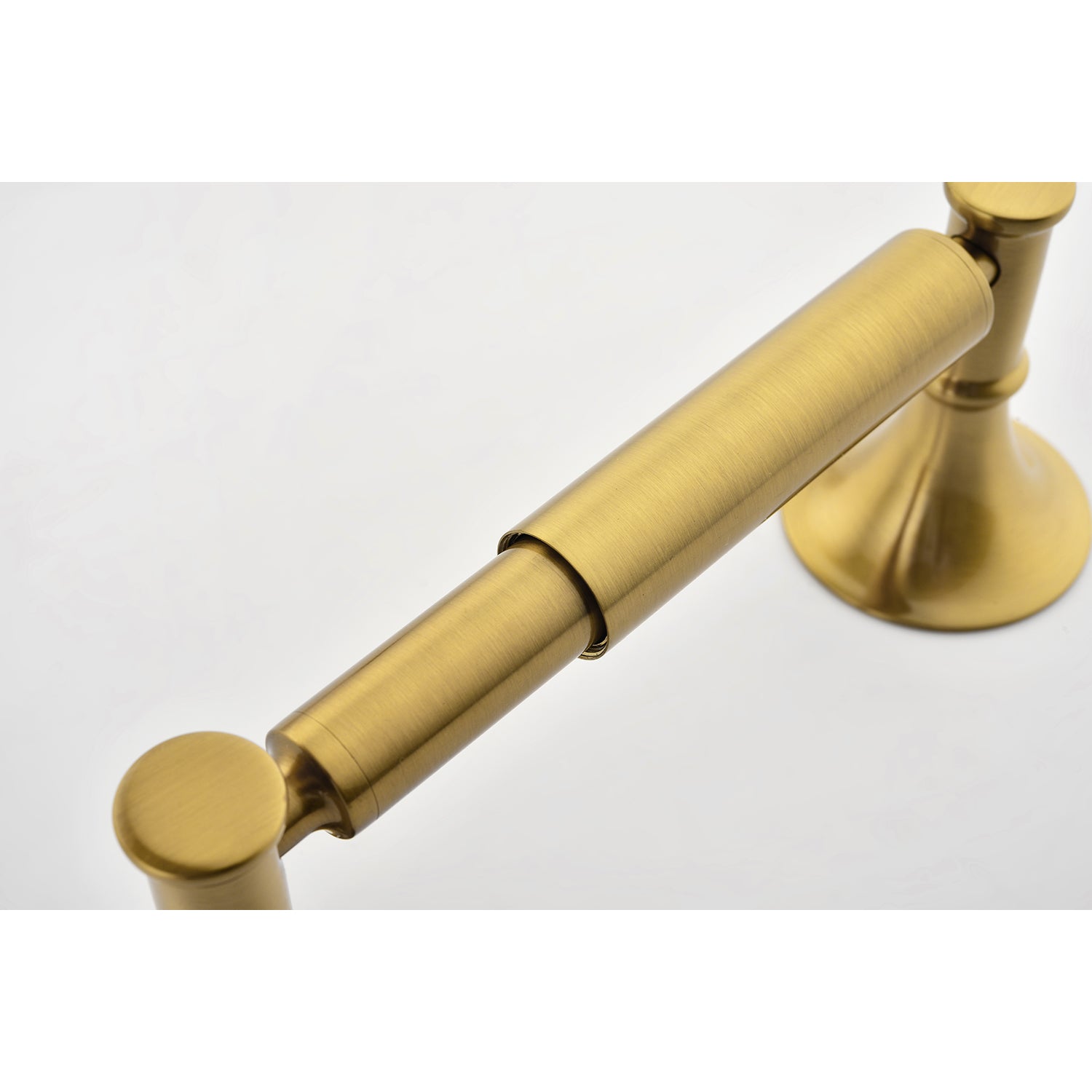 Brushed brass toilet paper holder with a classic design for bathroom decor