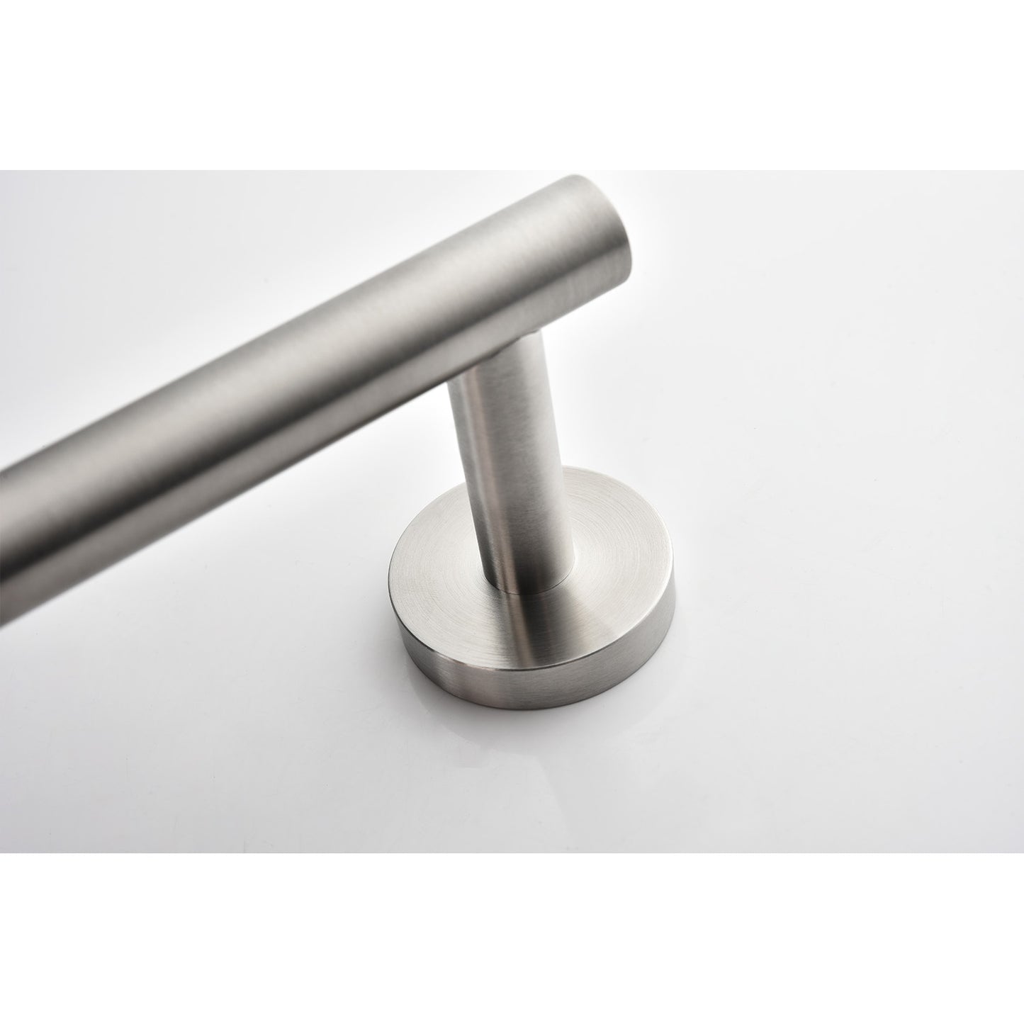 Brushed nickel towel bar with a modern minimalist design for bathrooms