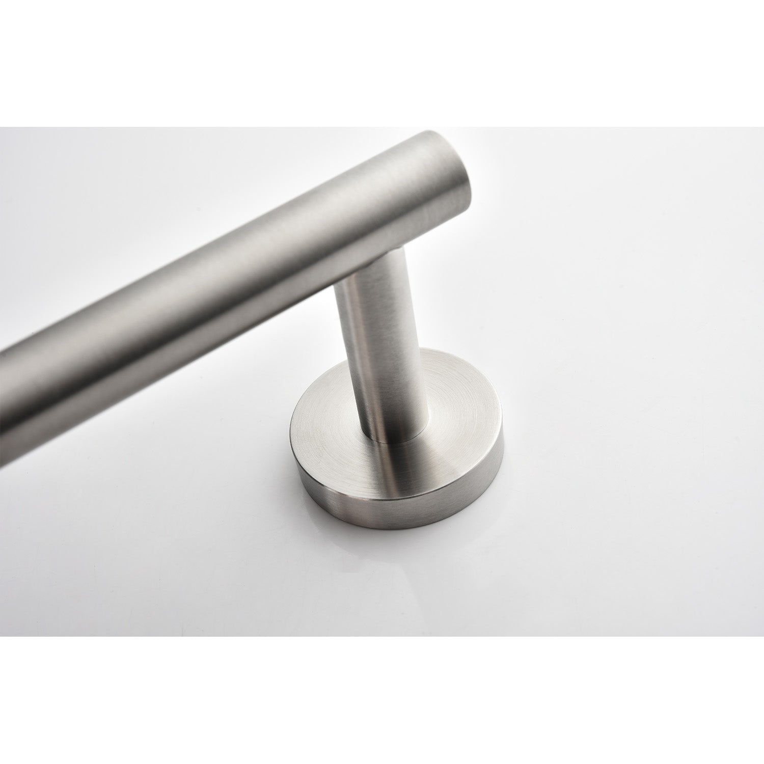 Brushed nickel towel bar with a modern minimalist design for bathrooms