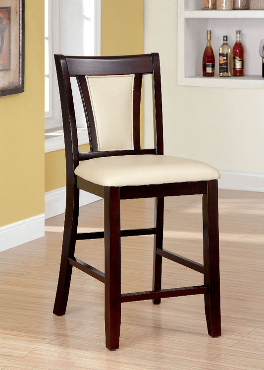 TREATLIFE HOME Set of 2 Counter Height Chairs, Dark Cherry with Ivory Padded Leatherette Upholstery, Modern Design for Dining Room