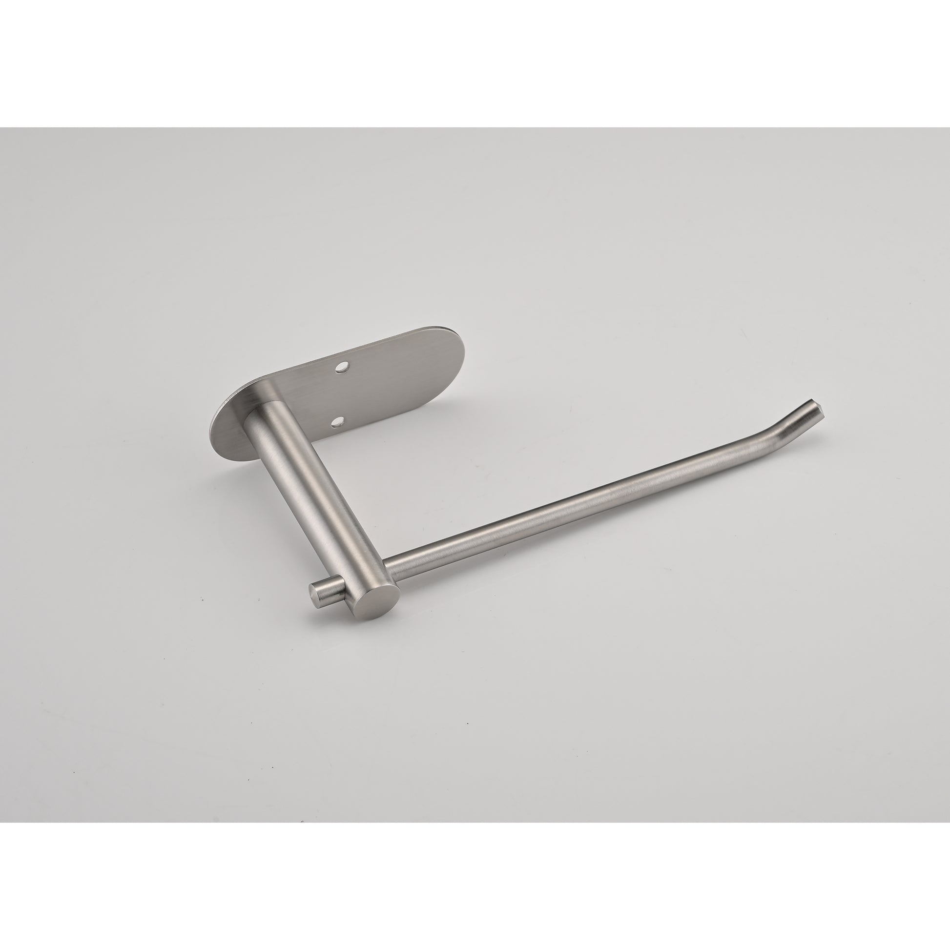 Sleek stainless steel wallmounted toilet paper holder with a modern minimalist design