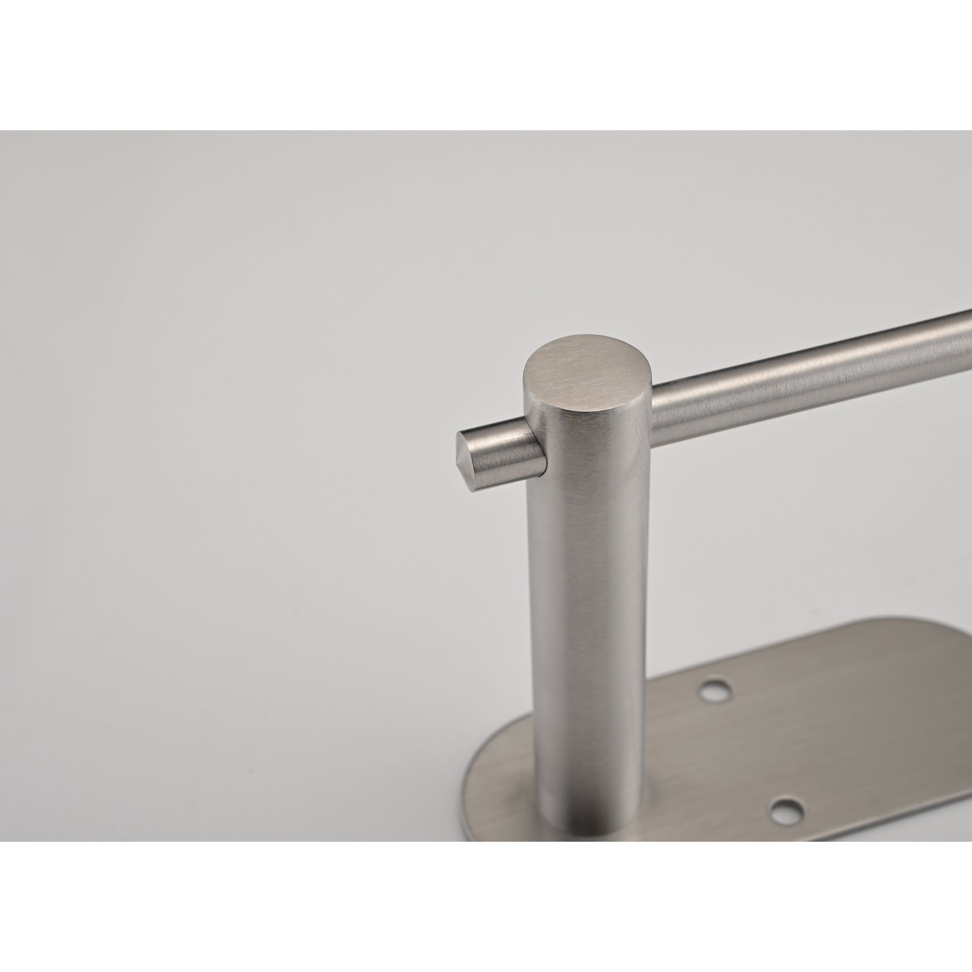 Brushed nickel towel bar support with minimalist design for modern bathrooms