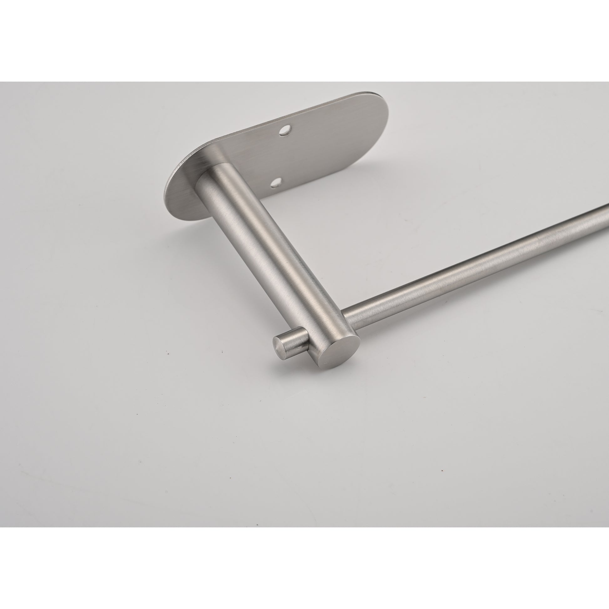 Brushed stainless steel wallmount paper towel holder with a sleek modern design for kitchen use