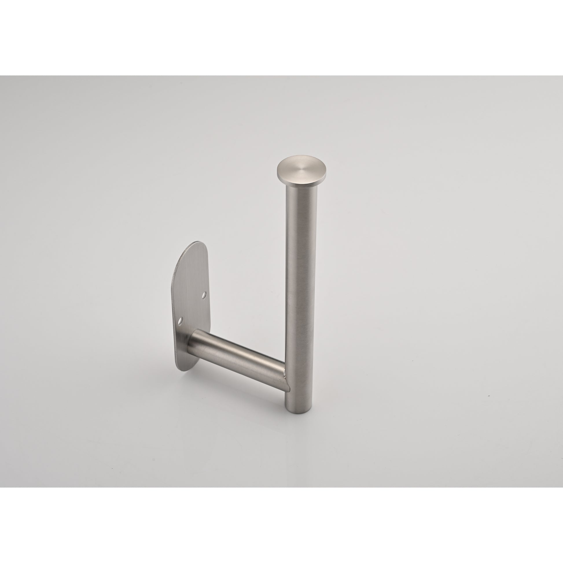 Brushed nickel toilet paper holder with modern minimalist design