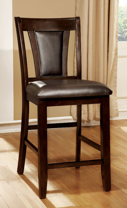 TREATLIFE HOME Contemporary Set of 2 Counter Height Dining Chairs, Espresso and Dark Cherry, Solid Wood with Padded Leatherette Upholstered Seat